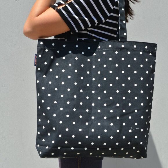 NWT Jcrew Heart Dot Canvas Book Lunch Tote - Picture 1 of 9